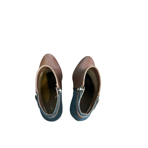 Antonio Melani "Knightlee" Chestnut Gray Leather Italy Pointed Boots - Picture 3 of 9